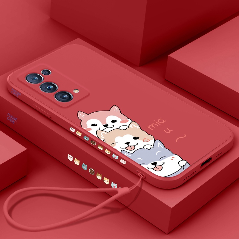 Ốp Điện Thoại Silicon Họa Tiết Hoạt Hình Kèm Dây Đeo Cho oppo reno 4 reno 5 reno 6 reno2 f reno 3