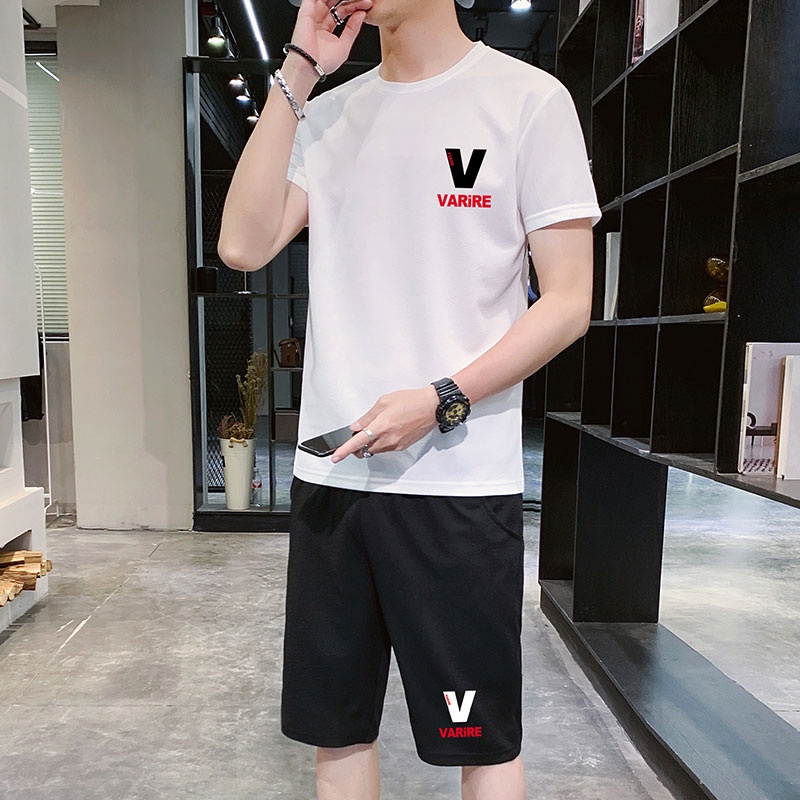 Áo thun nam cổ tròn ngắn tay + quần short size M-4XL