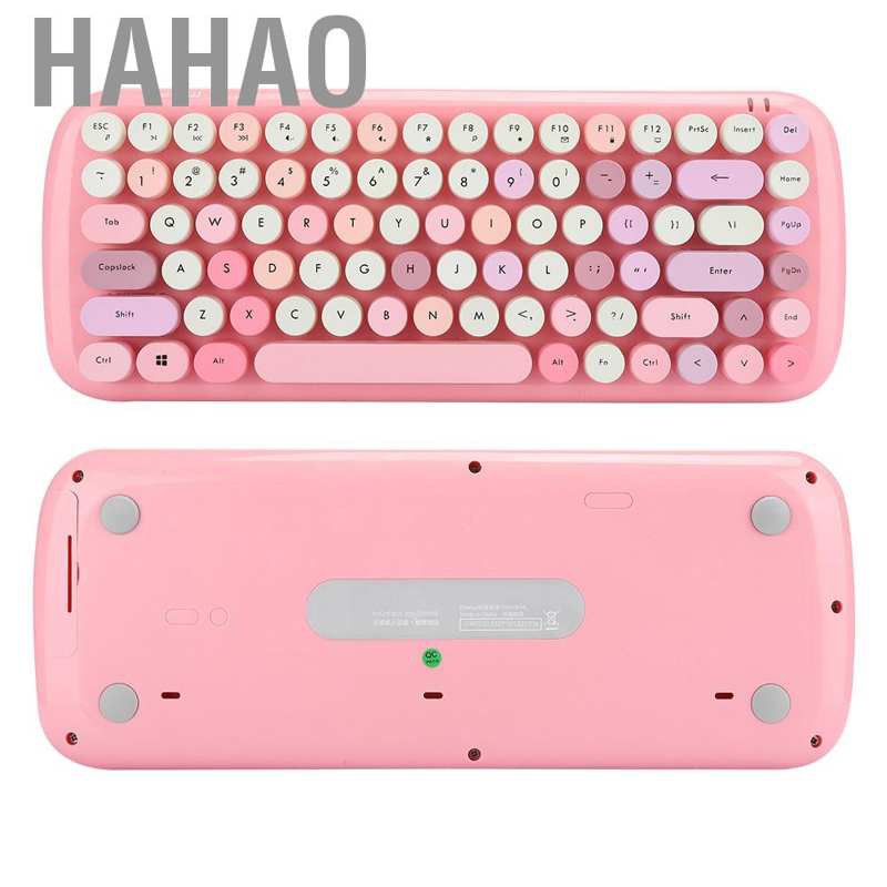 Hahao Wireless Keyboard Mouse Set Mini Mixed Colors Round Keycap Office Supplies