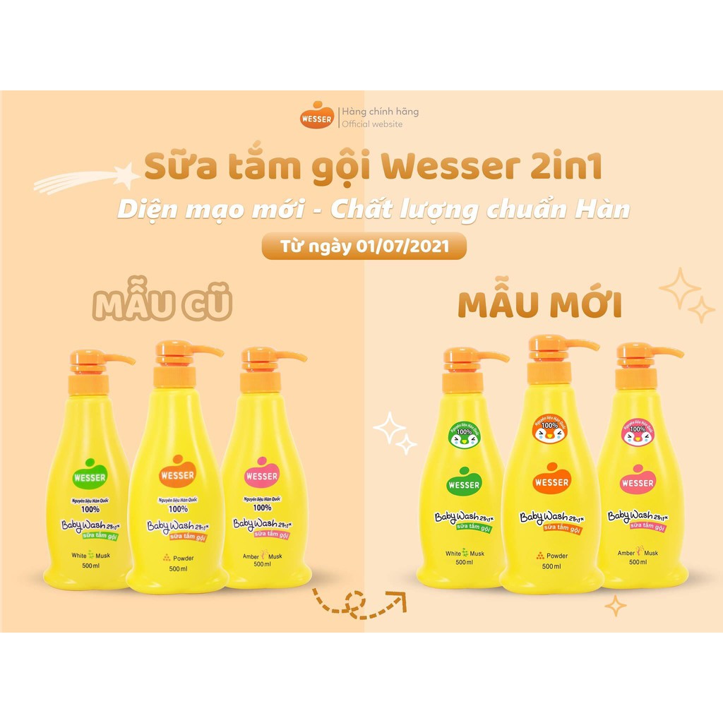 Sữa tắm gội wesser 500ml hương dịu nhẹ cho bé yêu