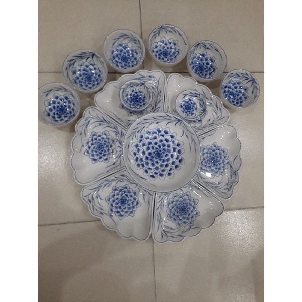 Bộ bát đĩa hoa mặt trời sứ Bát Tràng cao cấp