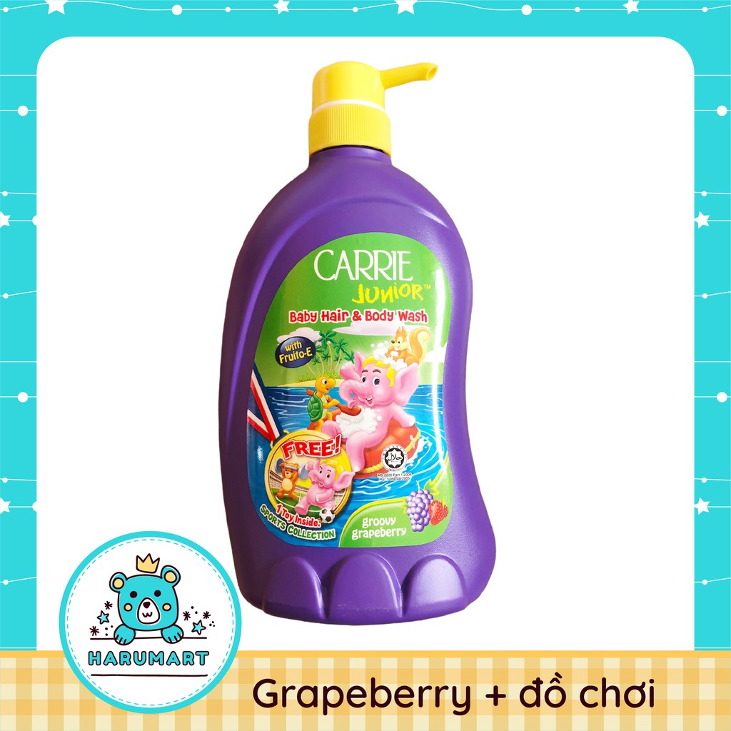 Sữa tắm gội toàn thân cho bé Carrie Junior hương Cherry/Grapeberry/Tinh chất sữa 700g