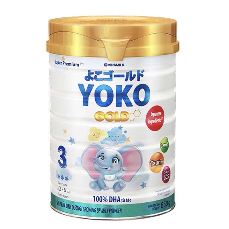 [QUÀ TẶNG BALÔ] COMBO 3 LON SỮA BỘT VINAMILK YOKO GOLD 3 CHO TRẺ 2-6 TUỔI - LON 850G