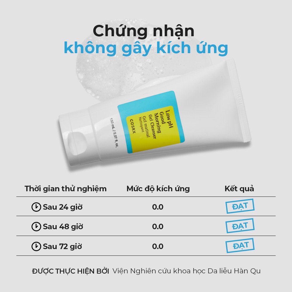 Set sữa rửa mặt trà xanh dạng gel COSRX Good Morning độ pH thấp 150ml và 24 miếng dán mụn