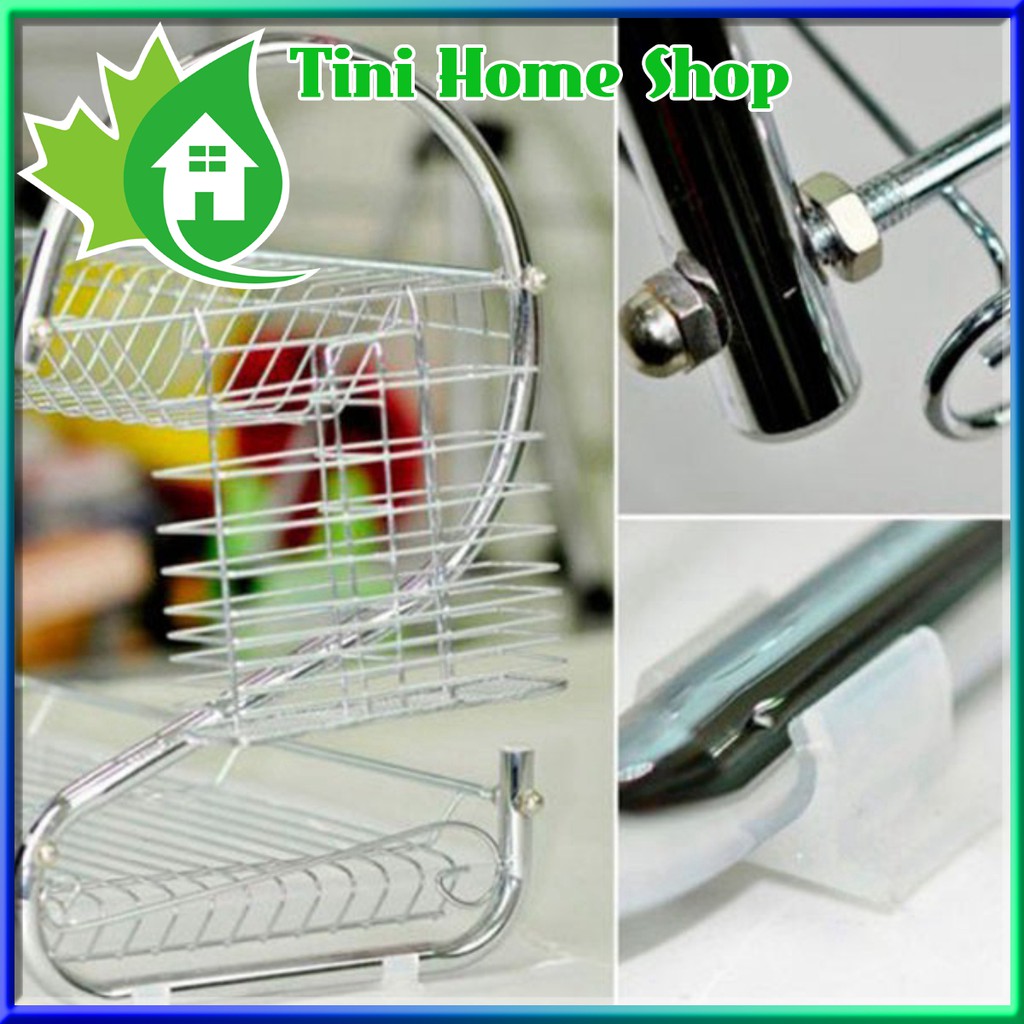 🏠  Kệ Úp Bát Đĩa 2 Tầng Inox Có Khay Hứng Nước Tiện Dụng, Kệ Úp Bát Nhỏ Gọn - Ngăn Nắp - Sang Trọng - Tini Home Shop [H