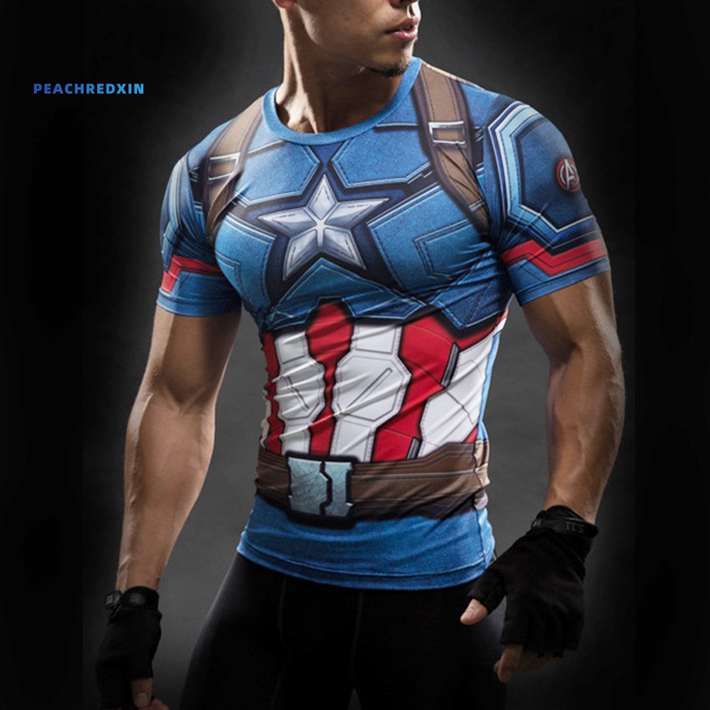 Áo thun ngắn tay plus size in hình Iron Man Captain America