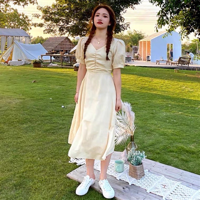 Váy tiểu thư ullzang tay bồng đan lưng / mina’s house / váy du lịch