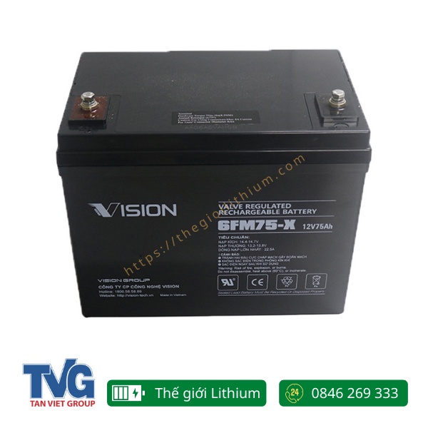 Ắc quy chính hãng Vision Ắc quy Vision 6FM75-X 12V 75Ah