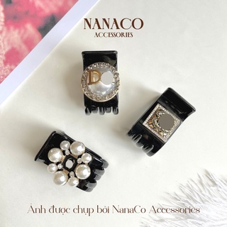 Kẹp tóc càng cua 5 răng đính charm Hàn Quốc, kẹp nữ đen hot trend thời trang NanaCo