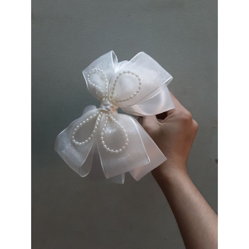 Cài tóc trắng đinh vương miện dây xinh cho bé