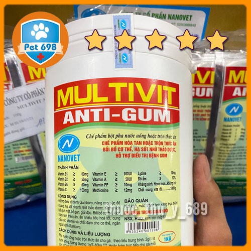 1kg Antigum-NANOVET bồi bổ cơ thể, nâng cao sức đề kháng, bố sung khoáng chất PET-698