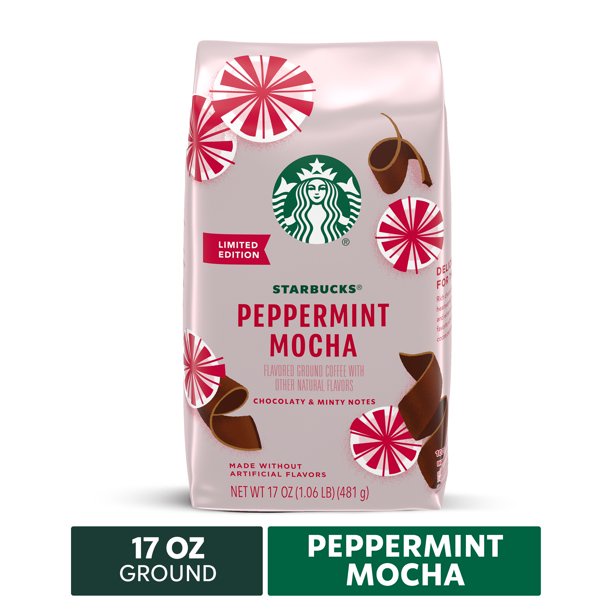 (Phiên bản lễ hội) Cà phê rang xay nhẹ Starbucks vị Peppermint Mocha 481gr