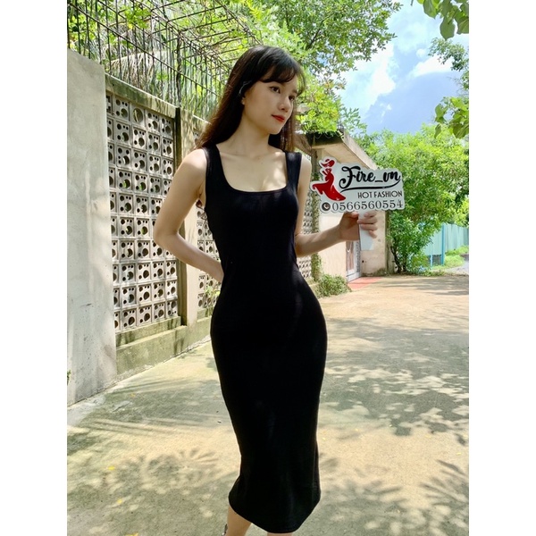 Đầm body dáng dài ba lỗ khoét lưng cột dây sexy cá tính FIRE.VN1