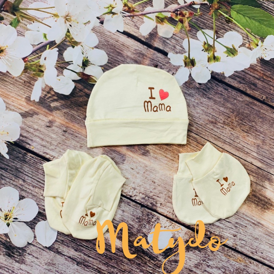 Set mũ bao tay bao chân cho bé sơ sinh MATYDO giúp bé giữ ấm ổn định nhiệt độ cơ thể petit 3 mẫu