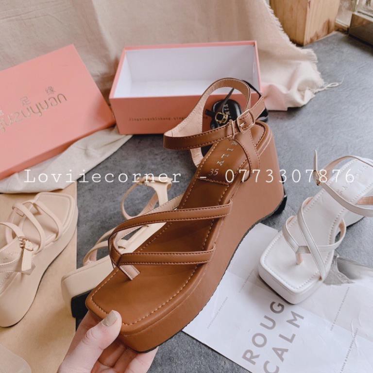 LOVIIECORNER - GIÀY ĐẾ XUỐNG 7CM XỎ NGÓN QUAI CHÉO THỜI TRANG - SANDAL ĐẾ XUỒNG QUAI MẢNH ĐẾ CAO 7 PHÂN - S200905 -b11