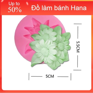 Khuôn rau câu silicon 4d hoa cúc 3 bông hh40c0
