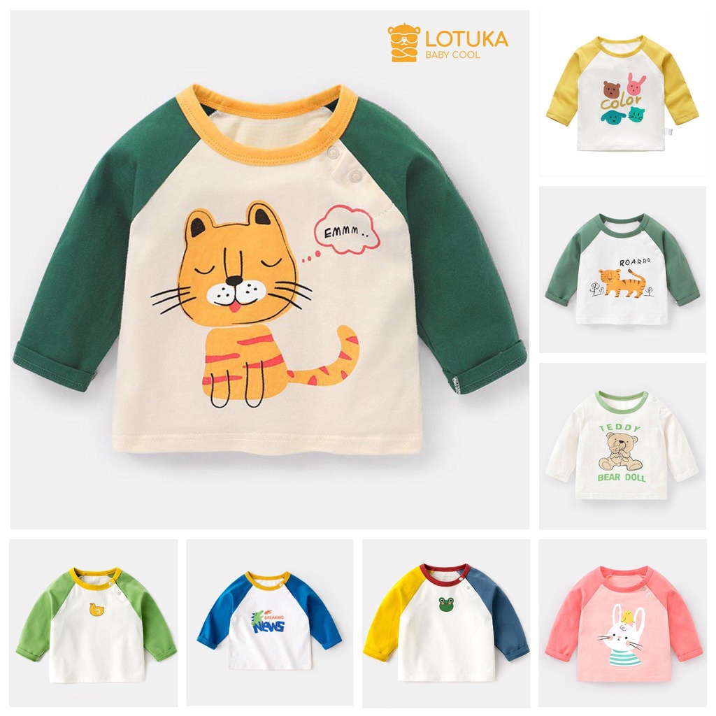 Áo thun dài tay cho bé trai, bé gái in hoạt hình dễ thương, áo dài tay thun lạnh cao cấp size 4-18kg