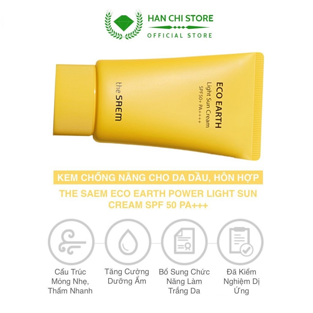 Kem Chống Nắng The Saem Eco Earth Sun Cream 50g Hàn Quốc Chính Hãng Cho Da Dầu Mụn Da Khô Nhạy Cảm Dưỡng Ẩm Trắng Da | BigBuy360 - bigbuy360.vn
