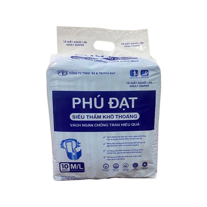 Bỉm dán người già PHÚ ĐẠT bộ 100 miếng tã mẫu mới siêu đẹp,thấm hút tuyệt đối,freesize M /L từ 40_80kg dùng