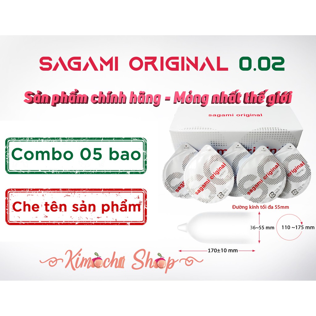 [Nhập khẩu] 05 chiếc bao cao su Sagami Original 0.02mm - HSD 2030 - Bao cao su siêu mỏng chính hãng Nhật Bản