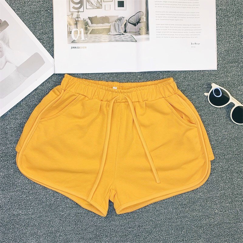 Quần Short Nữ, Freesize Đến 70kg, Chất Thun Dày Dặn Có Dây Rút, Quần Đùi Phối Màu