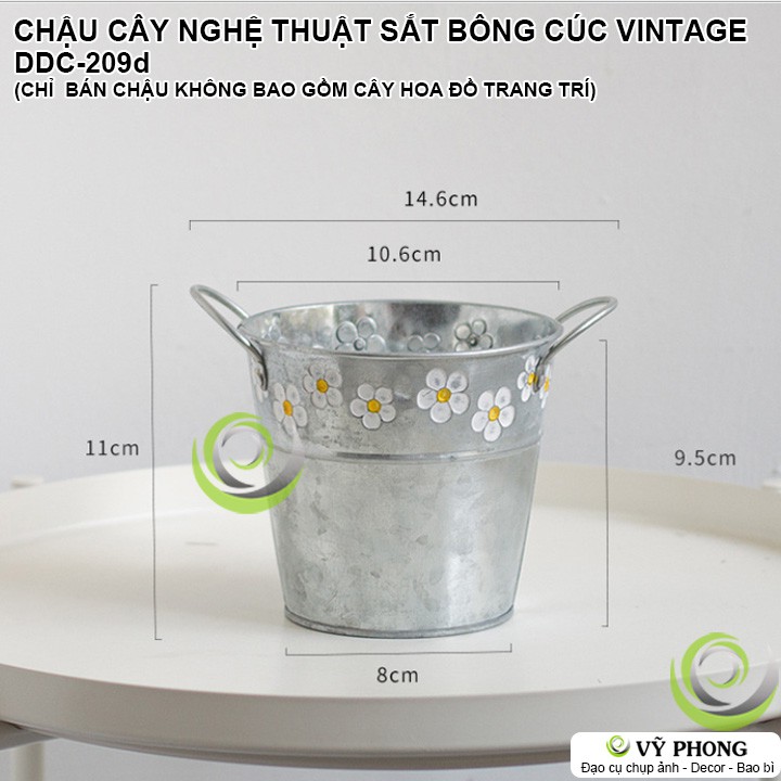 CHẬU CÂY NGHỆ THUẬT SẮT CHẬU HOA SẮT HÌNH BÔNG CÚC VINTAGE TRANG TRÍ CHỤP HÌNH ĐẠO CỤ CHỤP ẢNH SẢN PHẨM INS DDC-209