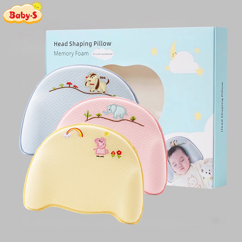 Gối cho bé sơ sinh chống méo đầu, Gối cao su non cho bé loại cao cấp an toàn cho sự phát triển của bé Baby-S – SSS018[Mã