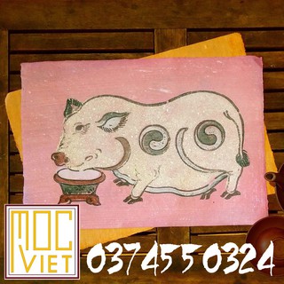 Tranh Đông Hồ Lợn uống nước