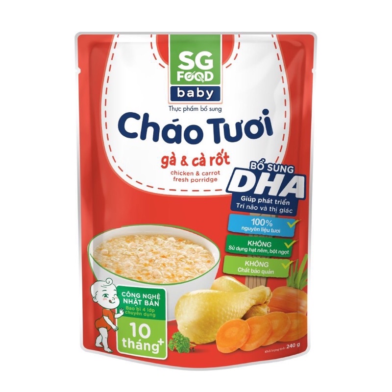 Cháo Tươi Baby SG Food - Gà/Thịt Thăn/Bò/Cá Hồi/Tôm