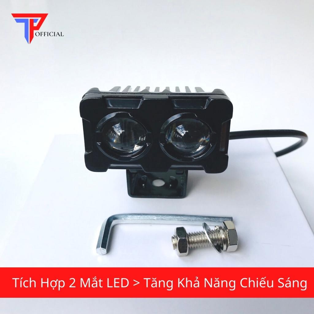 Đèn trợ sáng mini bi cầu 2 màu 2 mắt led ánh sáng rộng chiếu xa_TP MotorBike ST19