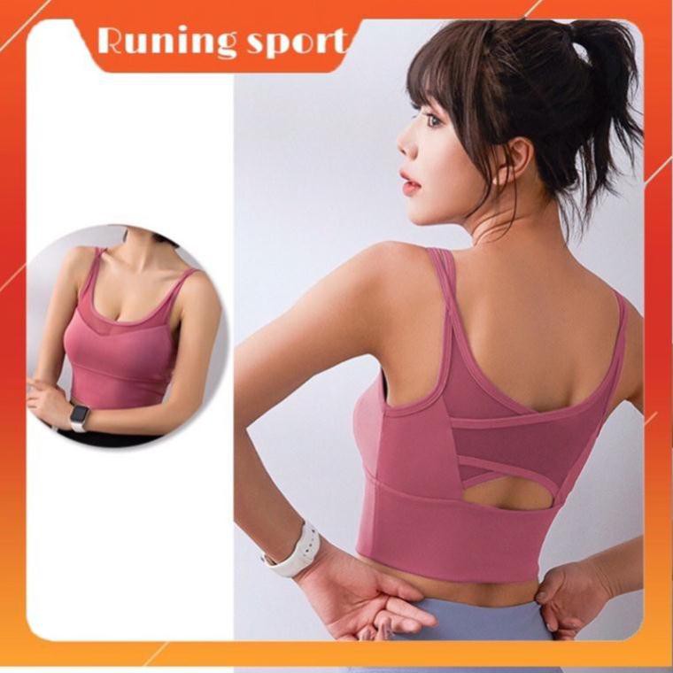 [Hàng Quảng Châu] Áo tập gym, yoga nữ Runing sport AB003 phối lưới áo bra sexy mềm mại khi đi tập Hoashop66