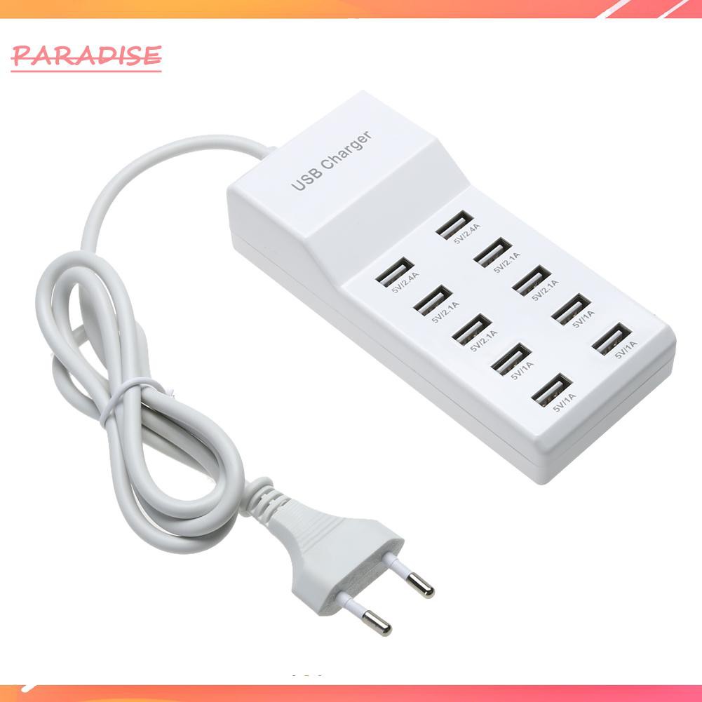 Paradise1 10 Port USB Home Travel Wall AC Charger Fast Charge Power Strip Adapter