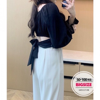 Áo croptop nơ lưng bigsize ảnh thật (55-90kg)