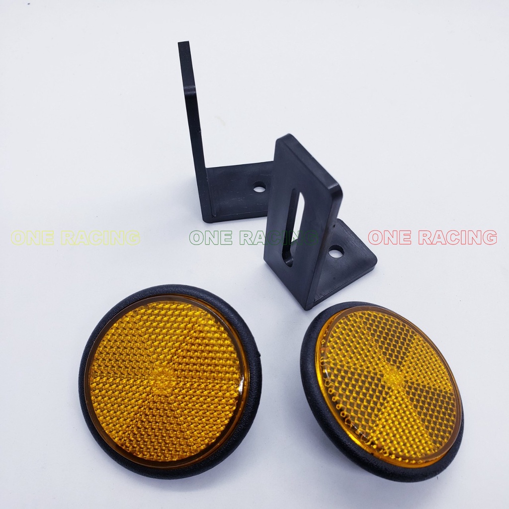 2 Mắt mèo phản quang sau màu vàng gắn biển số dòng cao cấp gắn nhiều xe thông dụng