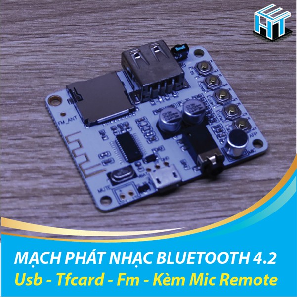 MẠCH PHÁT NHẠC BLUETOOTH 4.2 HỖ TRỢ USB - TFCARD - FM - KÈM MIC REMOTE