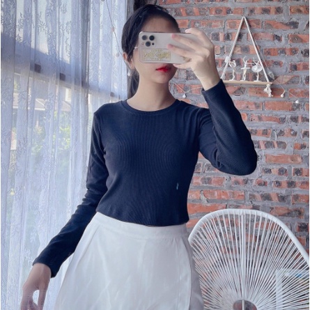 Áo Croptop Body Dài Tay Madela Dáng ôm cổ tròn
