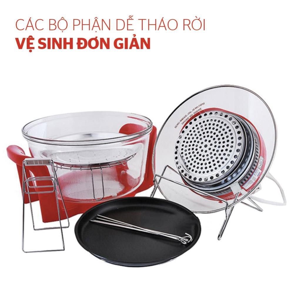 Lò nướng thủy tinh 12 lít Sunhouse SH416 đỏ Hàng chính hãng