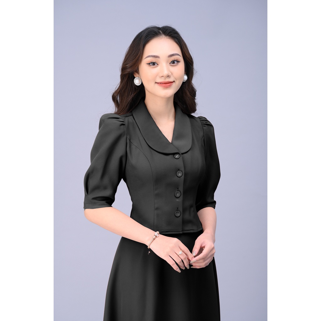 Sét bộ cao cấp Luperi LFSB4102 áo lửng tay kết hợp chân váy xòe tiểu thư