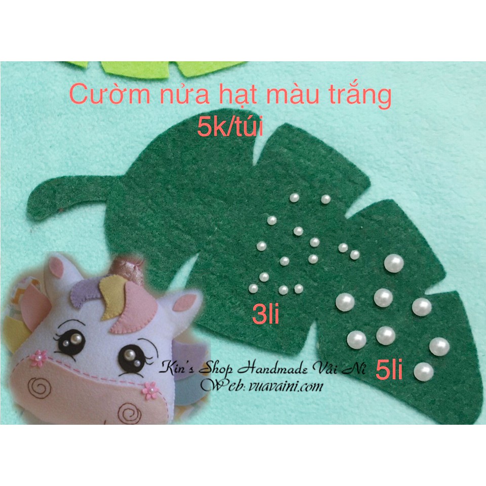 Cườm Nửa Hạt Màu Trắng Dùng Làm Mắt dùng trang trí handmade