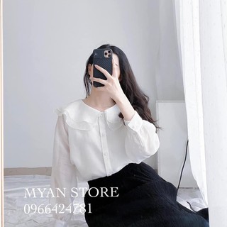 Áo sơ mi cổ bèo voan tơ lụa tiểu thư