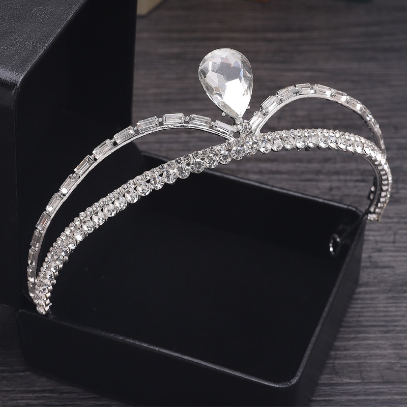 Cài tóc hình vương miện đính đá giả phong cách Âu Mỹ thời trang cô dâu