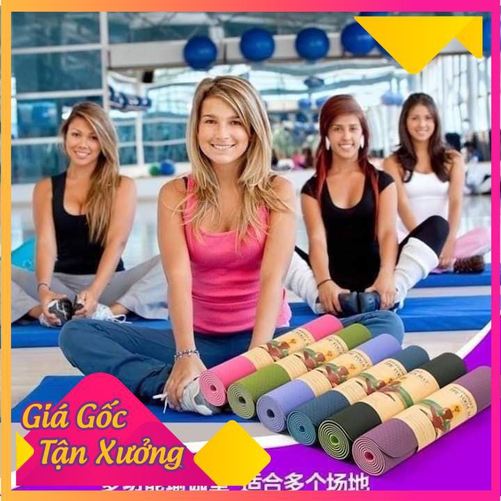 Thảm tập Yoga chống trượt FREESHIP định tuyến 6mm cao su 2 lớp cao cấp thấm mồ hôi