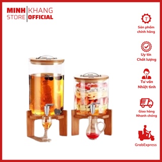 Bình Đựng Nước, Đựng Rượu, Hoa Quả, Detox  Thuỷ Tinh Có Vòi Rót Kèm Chân Ghỗ Như Hình 5L,8L,11L Cao Cấp, Sang Trọng