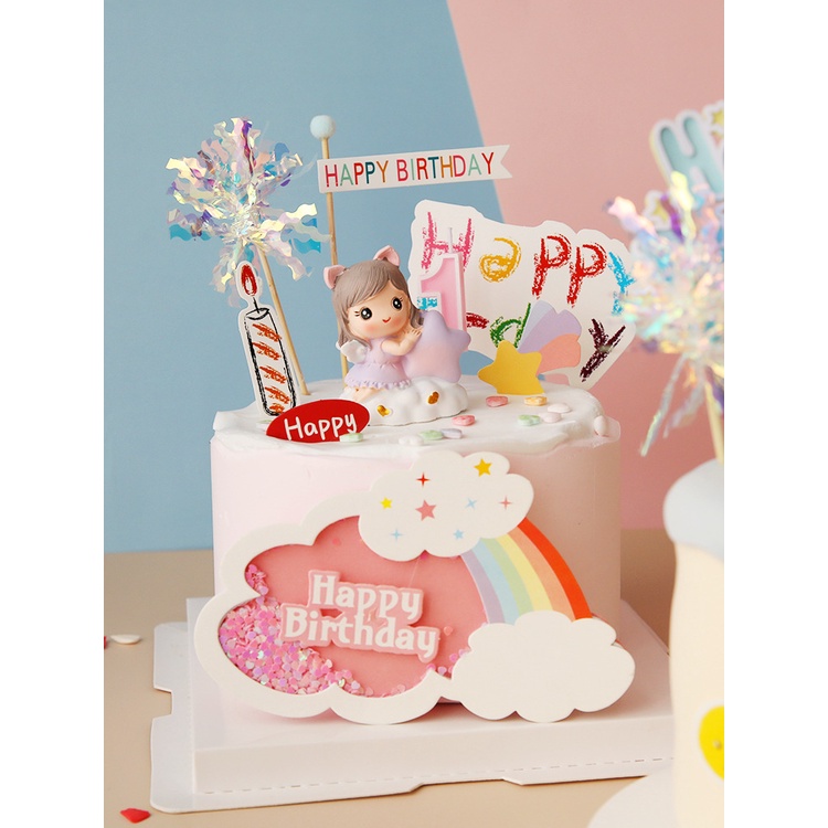 phụ kiện bánh kem sinh nhật [FREESHIP❤️] em bé sừng ôm trăng sao