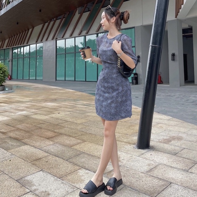 Đầm hoa văn 8se xuất Hàn