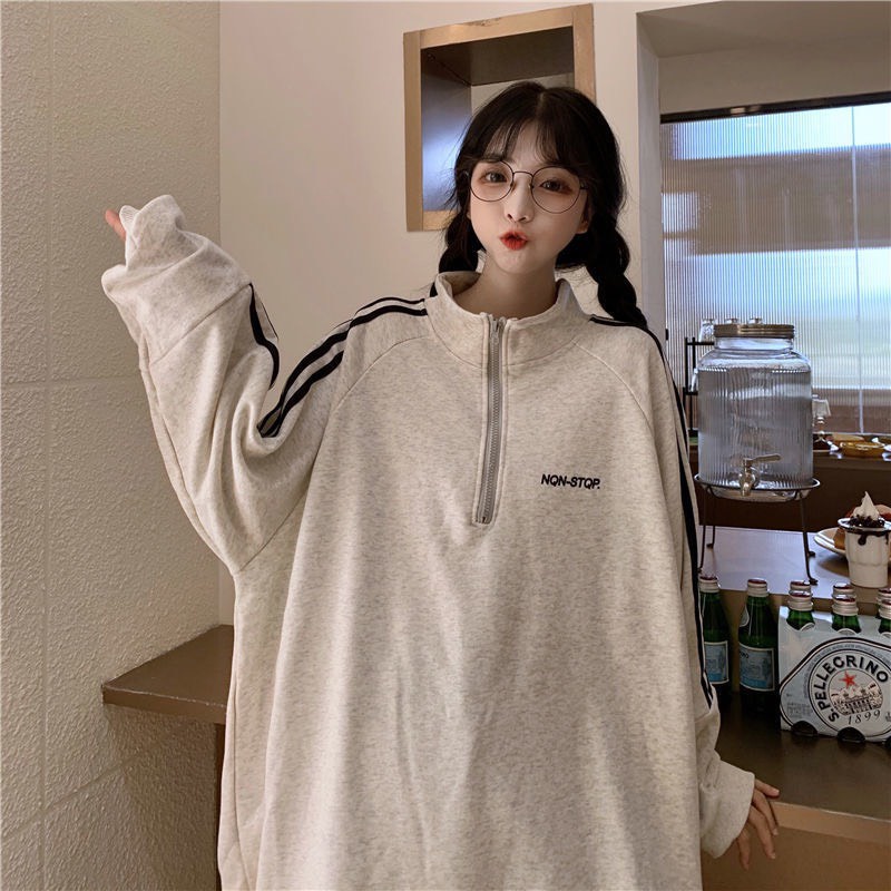 Áo polo tàn khóa chất nỉ ngoại mềm mịn, from rộng, tay rót sọc, khóa cổ, KÈM ẢNH THẬT | BigBuy360 - bigbuy360.vn