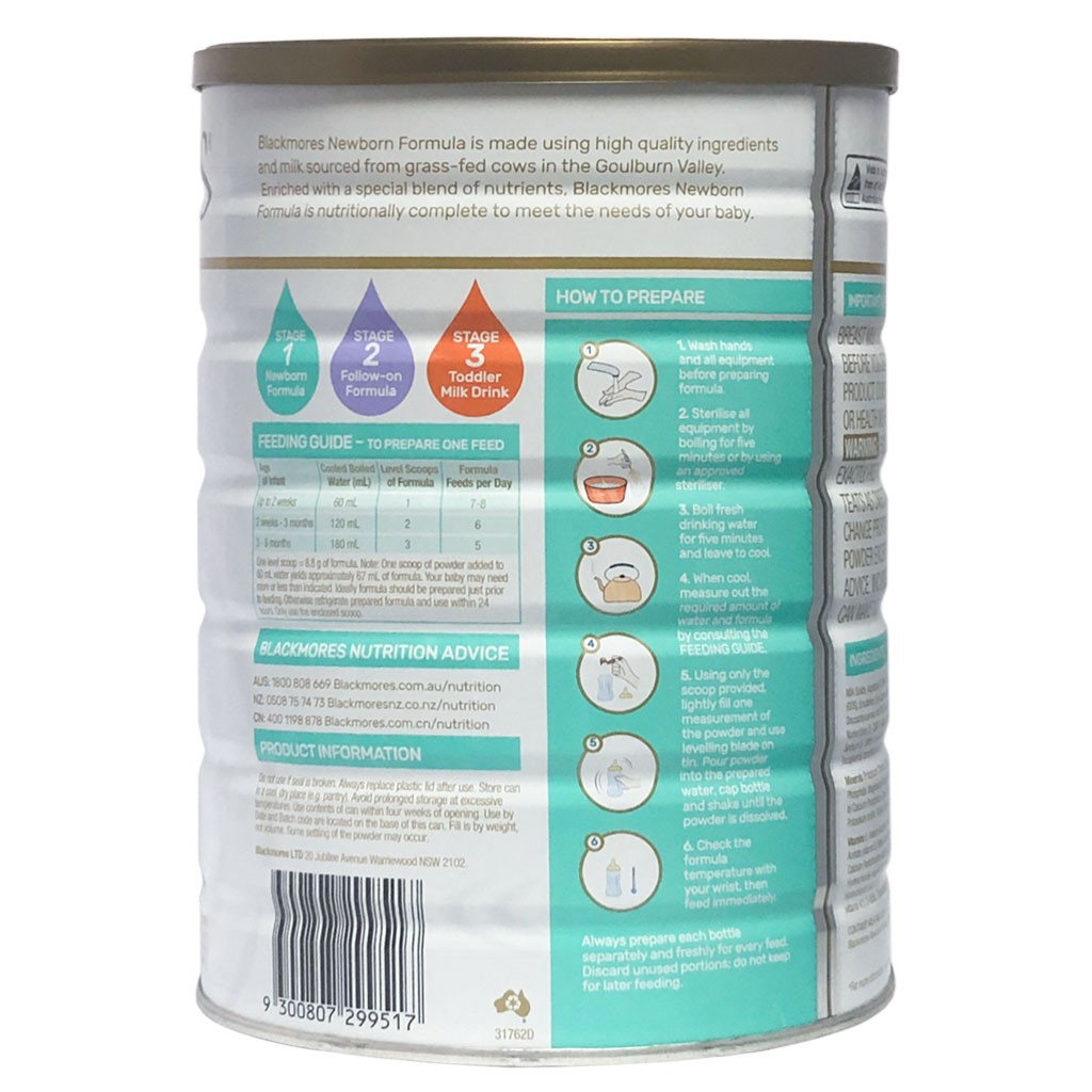 Sữa Bột Blackmores 1 Úc Newborn Formula Hộp 900g