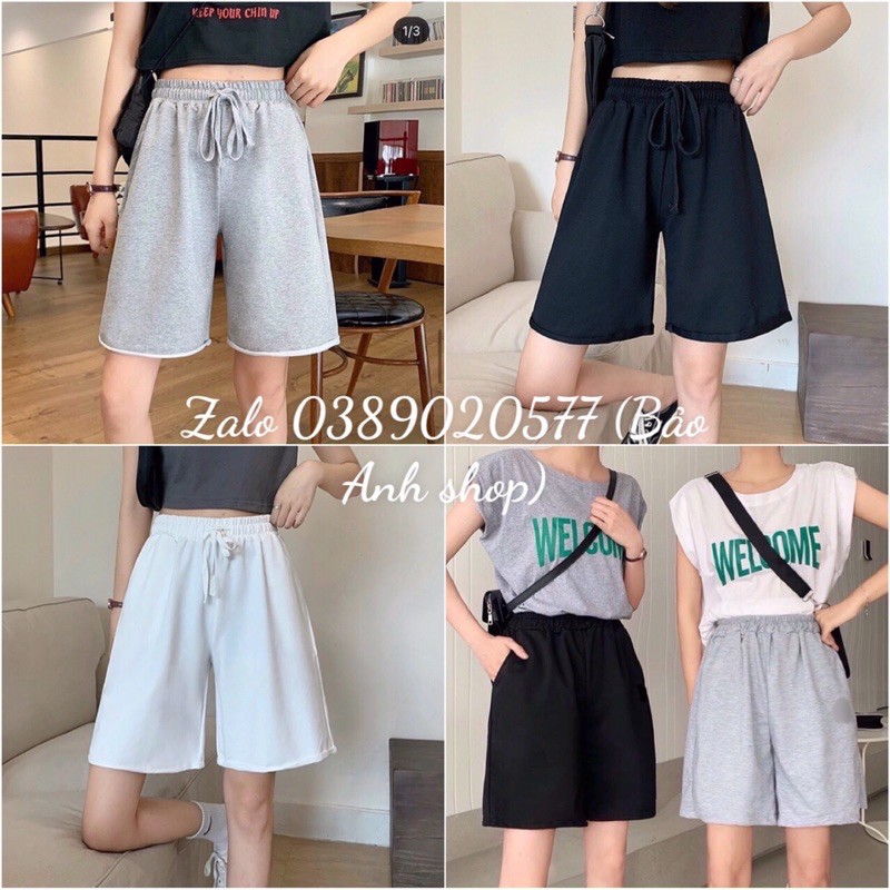 Quần short đùi ngắn IRU 3 màu (trắng/xám/đen) da cá