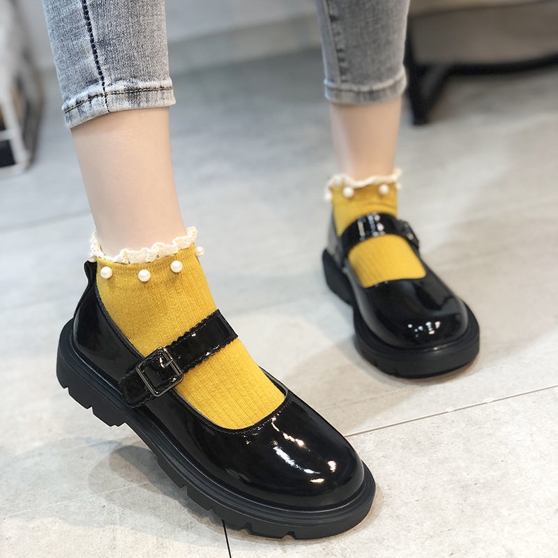Giày Da Đế Dày Phong Cách Lolita Nhật Hàn Dễ Phối Đồ Thời Trang Cho Nữ Size 31-44 / 41 / 42