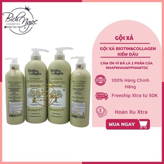 Biotin dầu gội xả cho tóc dầu biotin xanh lá - biotin collagen voudioty 1000ml chính hãng